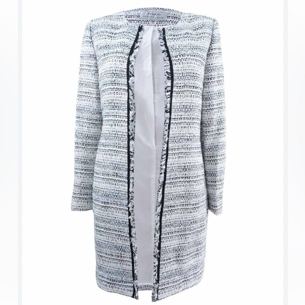 Tahari ASL Women's Petite Boucle Fringe-Trim Jacket Size 0P‎